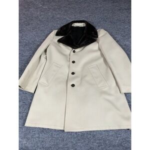 Vintage All Weather Crownwear Coat Mens 40 Beige Faux Fur Fleece Lined Long 70s